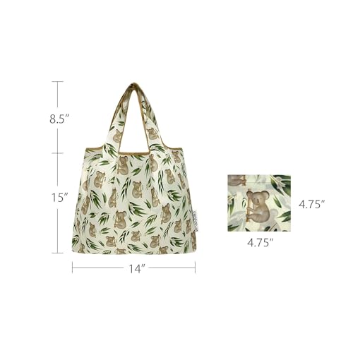 allydrew Medium Foldable Tote Nylon Reusable Grocery Bag (Set of 2) - color: Koalas