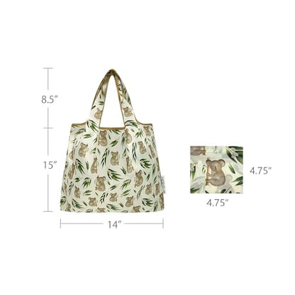 allydrew Medium Foldable Tote Nylon Reusable Grocery Bag (Set of 2) - color: Koalas