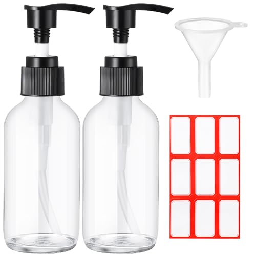 Fumete 2 Pack Glass Spray Bottles 4oz,Clear, Black Top,Pump Bottle - color: Clear, Black Top, style: Pump Bottle