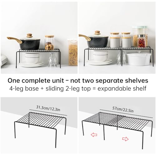 Tomorotec Expandable Cabinet Shelf Organizer, Metal Kitchen Pantry, Black - color: Black-1 Pcs