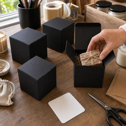 Aosric Black Gift Boxes with Lids 4x4x4 Inch, 24 Pack - color: Black