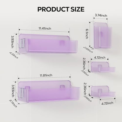 Nieifi Adhesive Shower Shelves, Purple, 5 Pieces - color: Purple-Clear, size: 5 pieces