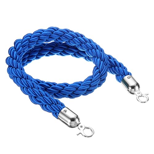 PATIKIL Stanchion Rope, 1.2m/3.9Ft Barrier Rope Twisted Post Ropes for Posts Stands Queue Divider Crowd Control of Hotel, Blue Silver - color: Blue, Silver, size: 3.9Ft