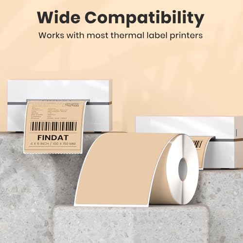Direct Thermal Label Khaki Vinyl 4 x 6 Inch Printer Sticker 250 PCS - color: Khaki