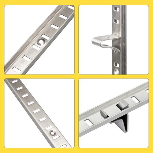 Adjustable Shelf Bracket 40 Inch 8 Pack Silver Shelf Pilaster Strips Shelf Rail Shelf Track Adjustable Wall Shelves Shelf Standards and Supports for Cabinet Closet Organization - size: Silver-40 inch, style: 8pcs pilaster