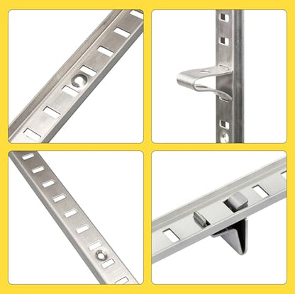 Adjustable Shelf Bracket 40 Inch 8 Pack Silver Shelf Pilaster Strips Shelf Rail Shelf Track Adjustable Wall Shelves Shelf Standards and Supports for Cabinet Closet Organization - size: Silver-40 inch, style: 8pcs pilaster