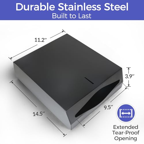 Stardrix Paper Towel Dispenser Wall Mount, Matte Black Stainless Steel Commercial Paper Towel Holder with Lock, Large Capacity 400 C Fold/525 Multifold Towels (Pack of 2) - color: Black, size: 400 C Fold/525 Multi-Fold with Lock (Pack of 2)