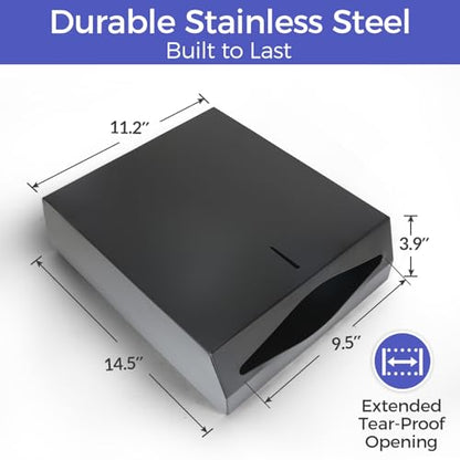 Stardrix Paper Towel Dispenser Wall Mount, Matte Black Stainless Steel Commercial Paper Towel Holder with Lock, Large Capacity 400 C Fold/525 Multifold Towels (Pack of 2) - color: Black, size: 400 C Fold/525 Multi-Fold with Lock (Pack of 2)