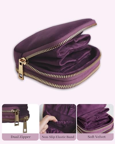 Stratalife Small Travel Jewelry Case, Velvet Storgae Pouch - color: Purple-02