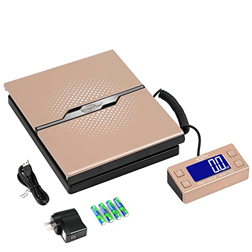 Weighmax W-8809 150 lbs x0.1oz Digital Shipping and Postal Scale with Extended Display, Gold, Battery and Ac Adapter Included - color: Gold