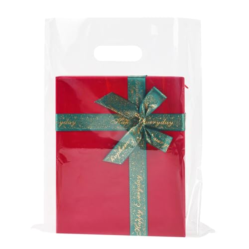 Clear Shopping Bags,Large 12x15 inches, 50 Pack, Plastic Retail Merchandise Bags, Tear Resistant, Durable, Anti-Stretch, 100% Recyclable (12 * 15 inch 50 PACK)
