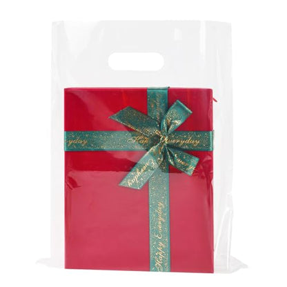 Clear Shopping Bags,Large 12x15 inches, 50 Pack, Plastic Retail Merchandise Bags, Tear Resistant, Durable, Anti-Stretch, 100% Recyclable (12 * 15 inch 50 PACK)