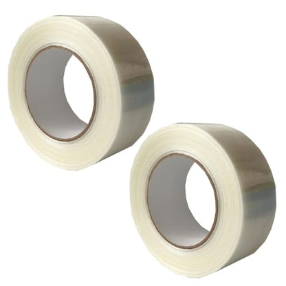 Mono Fiberglass Transparent Reinforced Packing,Strapping Tape Packaging Tape Heavy Duty Waterproof Tape 2" x55yards, 6mil (2 Pack)