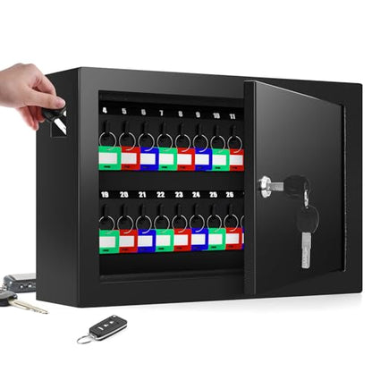 Nebakne 50 Keys Key Cabinet with Drop Slot - color: Black, size: 50 Key Hook