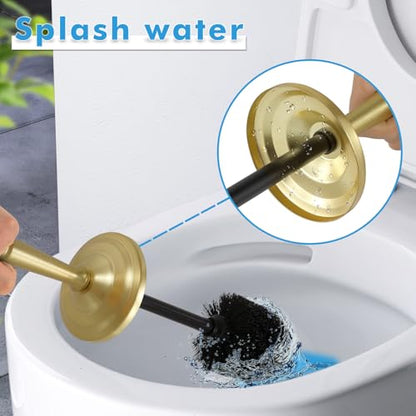 Gold Toilet Brush and Holder Set,Toilet Bowl Brush and Holder - color: Gold