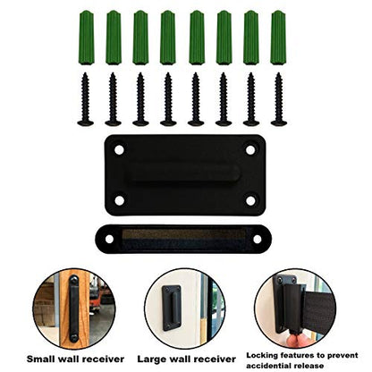 VIP Crowd Control Retractable Belt Queue Safety Stanchion Barrier Set, 36" Ht, 78" Belt + Wall Bracket (6 Pur Posts Pur Belt + SFrame + WBracket) - color: 6 Pur Posts Pur Belt + SFrame + WBracket
