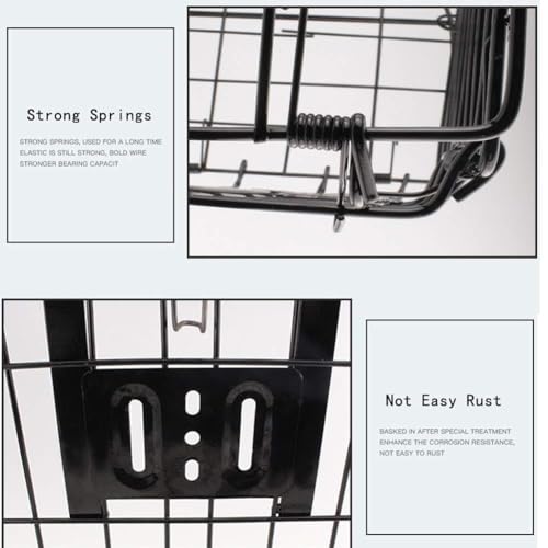 Folding Bike Front Basket Bicycle Wire Basket with Handles Easy Installation on Front Handlebar