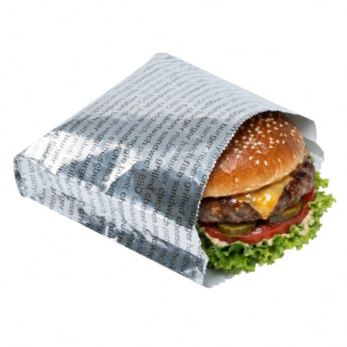 Restaurantware Paper Printed Burger Foil Bag, 5.9 x 1.2 x 6.5 In, 100 Pack - size: 6"