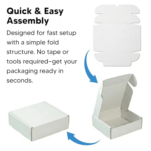 Mailer Boxes Bulk Sale 50 PCS – Shipping Cartons for Small Business - 12x9x4 - White/White - 50 Pack - size: 12x9x4