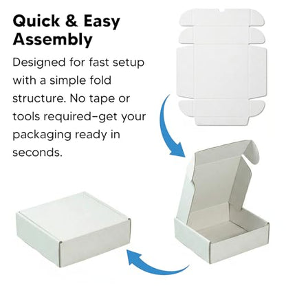 Mailer Boxes Bulk Sale 50 PCS – Shipping Cartons for Small Business - 12x9x4 - White/White - 50 Pack - size: 12x9x4