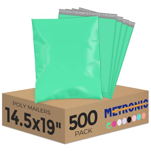 Metronic Poly Mailers 14.5x19 500PC Large Shipping Bags for Small Business - color: Green, size: 14.5x19 500PC