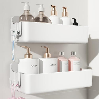 Nieifi Adhesive Shower Shelves, White, 2 Pieces - color: White, size: 2 pieces
