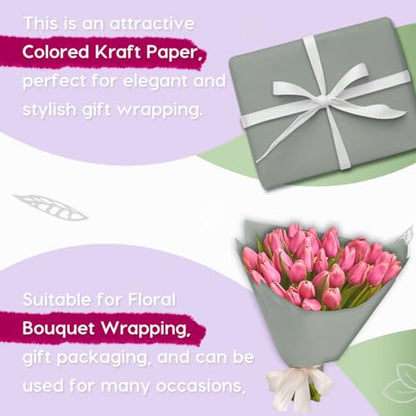 PerkHomy 36" x 1,440" (120') Light Grey Kraft Paper Roll for Craft Bulletin Board Paper Art Table Covering Crafting Gift Wrapping Bouquet Packing Parcel 80GSM 55LB (Light Grey, 36" x 120') - color: Light Grey, size: 36" Width x 120' Length