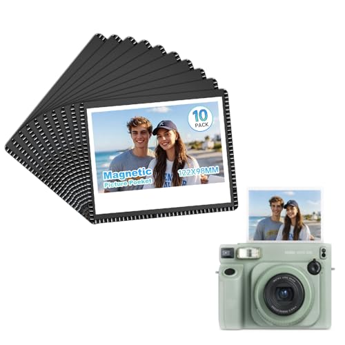 CHUNNIAO Magnetic Picture Frames For 4.25X3.5 Photo Paper,Compatible with Fuji Instax Wide Photo Film and Polariod Instant I-Type Film - color: Black 10PCS, size: Wide 3.5X4.25"