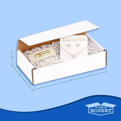 The Boxery Small White Shipping Boxes, 7x4x2-inch Corrugated Cardboard Mailer Box for Moving, Storage, Gifting, and Small Business, 50 Pack - size: 7"x4"x2"