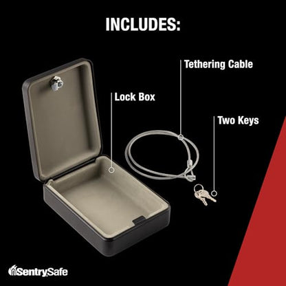 SentrySafe Mini Safe is a Lock Box with Key Lock for Office or Dorm that Secures Money, Passports, or Other Small Valuables, Exterior: 2.6 H x 5.9 W x 8.0 inches, P005K - style: Key Lock