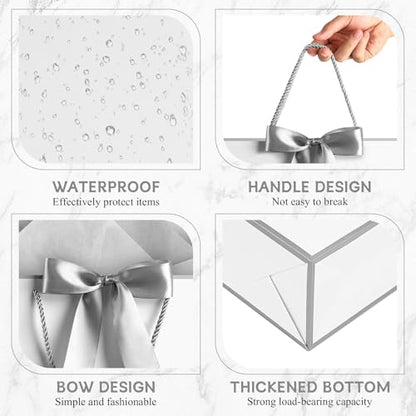 YoungTree White-Silver 12.6" Medium Gift Bags with Handles, Gift Bag Set - color: 1PCS Large White-Silver