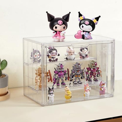 Acrylic Display Case for Collectibles, 4 Tier Figure Display Box - size: L-4tier-1pack