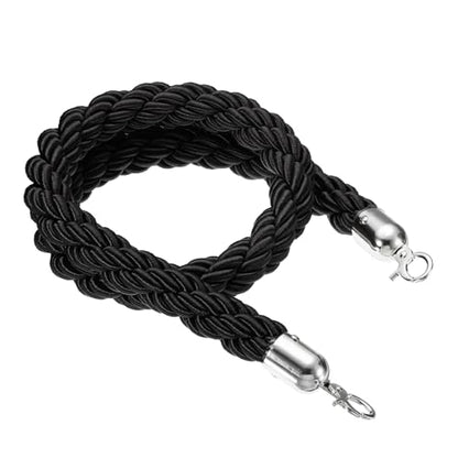 PATIKIL Stanchion Rope, 1.2m/3.9Ft Barrier Rope Twisted Post Ropes for Posts Stands Queue Divider Crowd Control of Hotel, Black Silver - color: Black, Silver, size: 3.9Ft