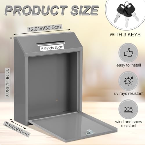 Yaocom Metal Money Box,Gray,15 x 12 x 4 Inch,No Lid - color: Gray, size: 15 x 12 x 4 Inch, style: No Lid