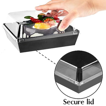 Ocmoiy Charcuterie Boxes with Clear Lids, 5 Inches, 50 Pack, Black - color: Black