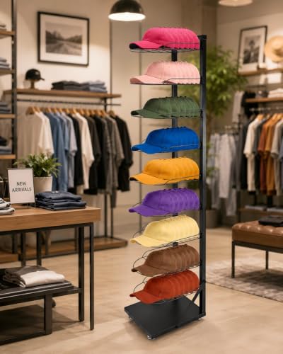 Hat Display 9 Tier, Hat Rack Stand Up to 70 Caps, Metal Hat Stand for Multiple Hats, Commercial Home Hat Display Stand