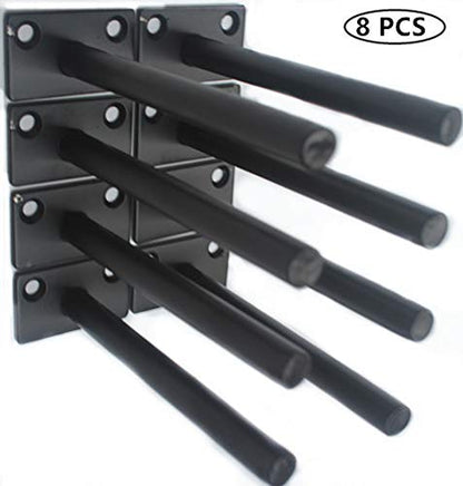 8 Pcs 5" Black Solid Steel Floating Shelf Bracket Blind Shelf Supports - Hidden Brackets for Floating Wood Shelves - Concealed Blind Shelf Support – Screws and Wall Plugs Included - size: 5 Inch, style: 8 Pack-Solid