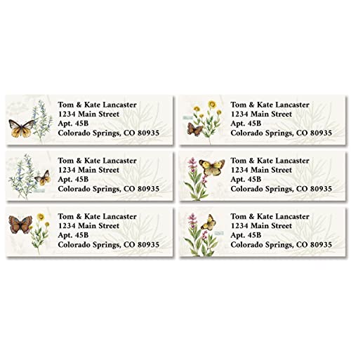 Colorful Images Butterfly Return Address Mailing Labels, Personalize with Name & Addresses, Set of Self Adhesive, Easy Peel Flat Label Sheets (Butterfly Herb Garden) - color: Butterfly Herb Garden