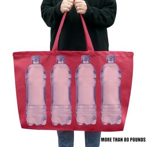 Large Canvas Tote Bag Reusable Extra Big Grocery Bags - color: Red