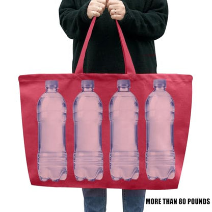 Large Canvas Tote Bag Reusable Extra Big Grocery Bags - color: Red