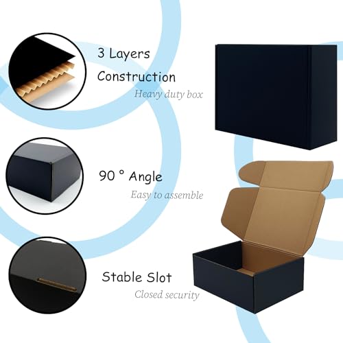 24 Pack 8x6x3 inches Black Shipping Boxes, Cardboard Packaging Mailing Box - size: 8x6x3 Inches