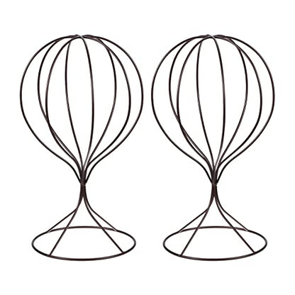uxcell Metal Hat Display Stand 2 Pack Tabletop Hat and Wig Rack Modern Women Closet Holder for Baseball Cap, Fedora Hat, Cowboy Hat - Bronze - color: Bronze