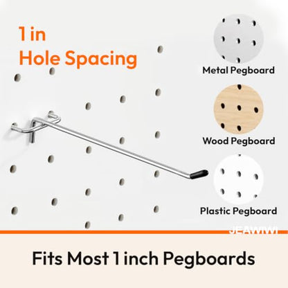 JEAWIWI 30 Pcs Metal Pegboard Hooks, 8 Inch Fit 1/5 in Peg Board - size: 8in 30pcs