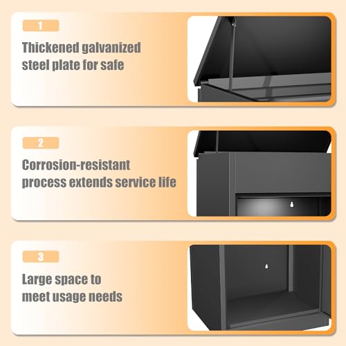 Package Delivery Boxes for Outside, Large Mailbox for Parcel 19.7”x16.1x”41.3”, Anti-Theft Parcel Mailbox with Coded Lock, Wall Mounted Waterproof Home Parcel Box for Porch Yard, Galvanized Steel - size: 19.7”x16.1”x41.3”