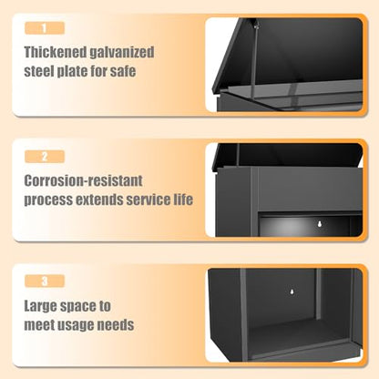 Package Delivery Boxes for Outside, Large Mailbox for Parcel 19.7”x16.1x”41.3”, Anti-Theft Parcel Mailbox with Coded Lock, Wall Mounted Waterproof Home Parcel Box for Porch Yard, Galvanized Steel - size: 19.7”x16.1”x41.3”