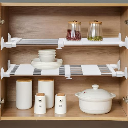 Metal Storage Rack Adjustable Organizer, Expandable Closet Tension Shelf, Organizer Shelf for Lockers