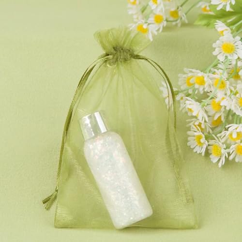 Gmnosuw 100pcs Sheer Organza Mesh Drawstring Gift Bags 4x6 Inch Olive Green - color: Light Green, size: 4x6 Inch (Pack of 100)