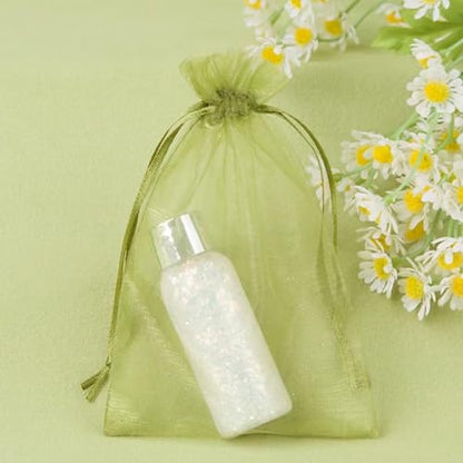 Gmnosuw 100pcs Sheer Organza Mesh Drawstring Gift Bags 4x6 Inch Olive Green - color: Light Green, size: 4x6 Inch (Pack of 100)