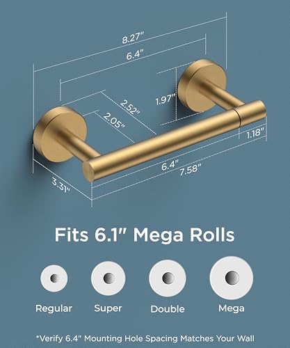 FORIOUS Commercial Toilet Paper Holder Wall Mount Bathroom Tissue Holder - color: Brushed Gold