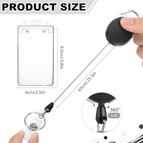 2 Pack Retractable Badge Reel with Permanent Locking Id Holder, Black - style: 2 Set Permanent Locking